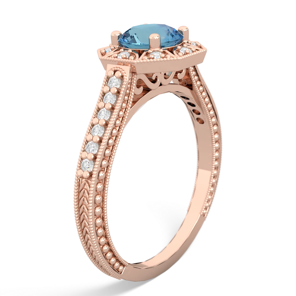 Blue Topaz Art-Deco Starburst 14K Rose Gold ring R5520