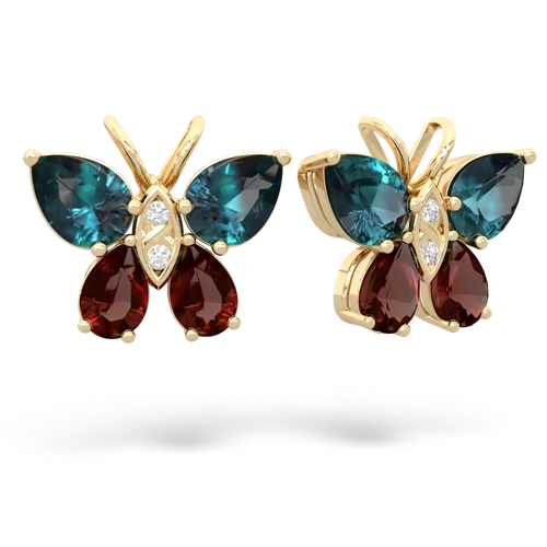 alexandrite-garnet butterfly earrings