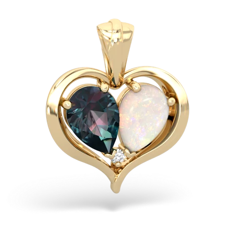 alexandrite-opal half heart whole pendant