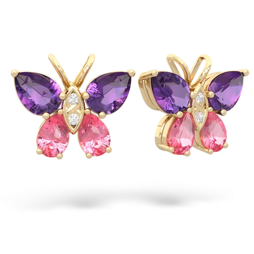 amethyst-pink sapphire butterfly earrings