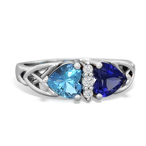 blue topaz-lab sapphire celtic ring