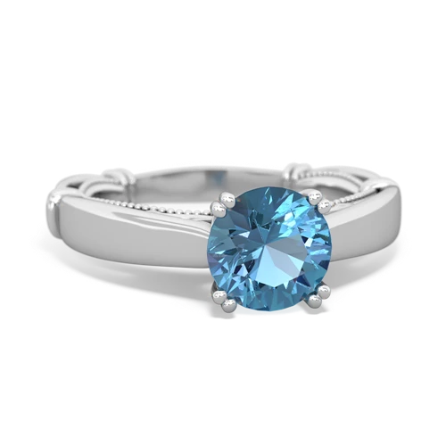 blue topaz ornate solitaire ring