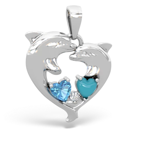 blue topaz-turquoise dolphins pendant