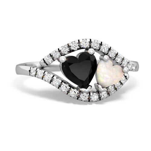 onyx-opal mother child ring