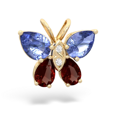 tanzanite-garnet butterfly pendant