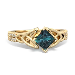 Alexandrite Celtic Knot 5Mm Square Engagement 14K Yellow Gold ring R26445SQ