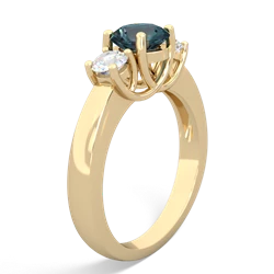 Alexandrite Diamond Three Stone Round Trellis 14K Yellow Gold ring R4018