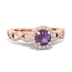 Amethyst Infinity Halo Engagement 14K Rose Gold ring R26315RH