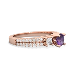Amethyst Classic 5Mm Round Engagement 14K Rose Gold ring R26435RD