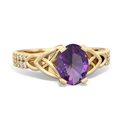 Amethyst Celtic Knot 8X6 Oval Engagement 14K Yellow Gold ring R26448VL