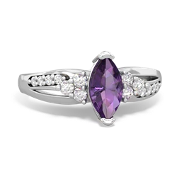 Amethyst Royal Marquise 14K White Gold ring R2343