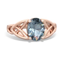 Aquamarine Celtic Trinity Knot 14K Rose Gold ring R2389