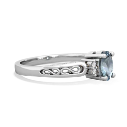 Aquamarine Filligree Scroll Oval 14K White Gold ring R0812