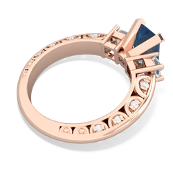 Blue Topaz Art Deco Diamond 8X6 Emerald-Cut Engagement 14K Rose Gold ring R20018EM