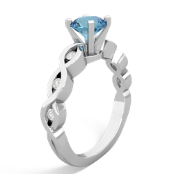 Blue Topaz Infinity 6Mm Round Engagement 14K White Gold ring R26316RD