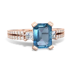 Blue Topaz Classic 8X6mm Emerald-Cut Engagement 14K Rose Gold ring R26438EM