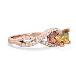 Citrine Diamond Twist 5Mm Square Engagment  14K Rose Gold ring R26405SQ