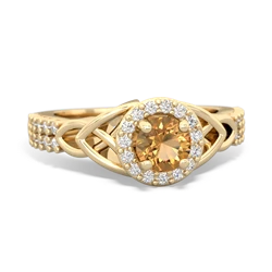 Citrine Celtic Knot Halo 14K Yellow Gold ring R26445RH
