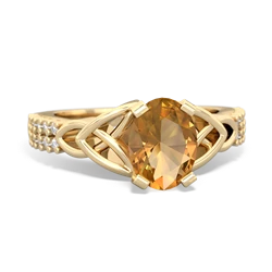 Citrine Celtic Knot 8X6 Oval Engagement 14K Yellow Gold ring R26448VL