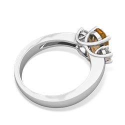 Citrine Diamond Three Stone Oval Trellis 14K White Gold ring R4024