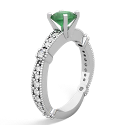 Emerald Sparkling Tiara 6Mm Round 14K White Gold ring R26296RD
