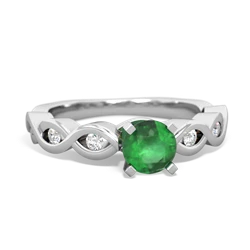 Emerald Infinity 5Mm Round Engagement 14K White Gold ring R26315RD