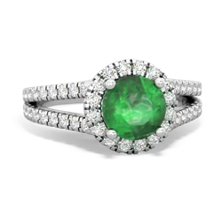 Emerald Pave Halo 14K White Gold ring R5490