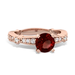 Garnet Sparkling Tiara 6Mm Round 14K Rose Gold ring R26296RD