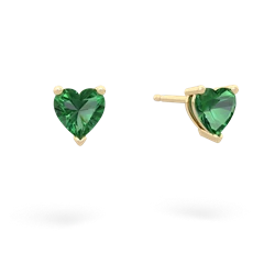 Lab Emerald 5Mm Heart Stud 14K Yellow Gold earrings E1861