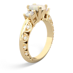 Opal Art Deco Diamond 7X5 Emerald-Cut Engagement 14K Yellow Gold ring R20017EM
