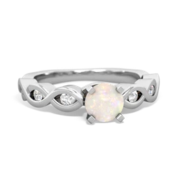 Opal Infinity 5Mm Round Engagement 14K White Gold ring R26315RD