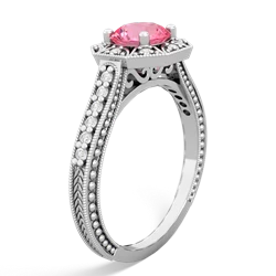 Lab Pink Sapphire Art-Deco Starburst 14K White Gold ring R5520