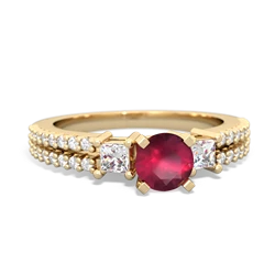 Ruby Classic 5Mm Round Engagement 14K Yellow Gold ring R26435RD