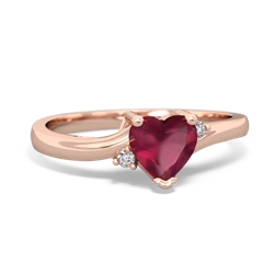 Ruby Delicate Heart 14K Rose Gold ring R0203