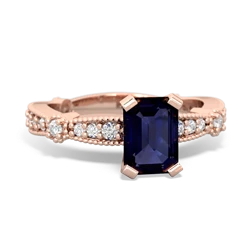 Sapphire Sparkling Tiara 7X5mm Emerald-Cut 14K Rose Gold ring R26297EM