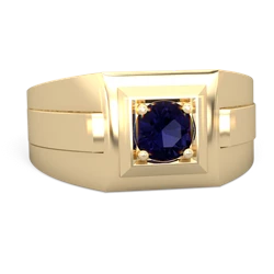 Sapphire Men's Squared Circle 14K Yellow Gold ring R0480