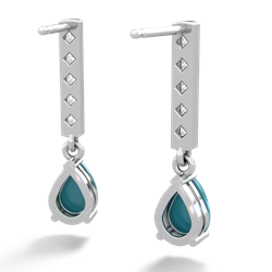 Turquoise Art Deco Diamond Drop 14K White Gold earrings E5324