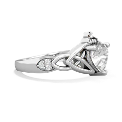 White Topaz Claddagh Celtic Knot Diamond 14K White Gold ring R5001
