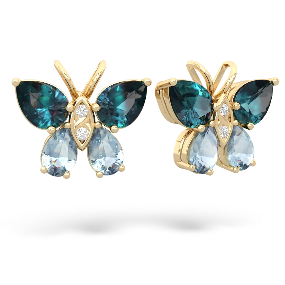Alexandrite Butterfly 14K Yellow Gold earrings E2215