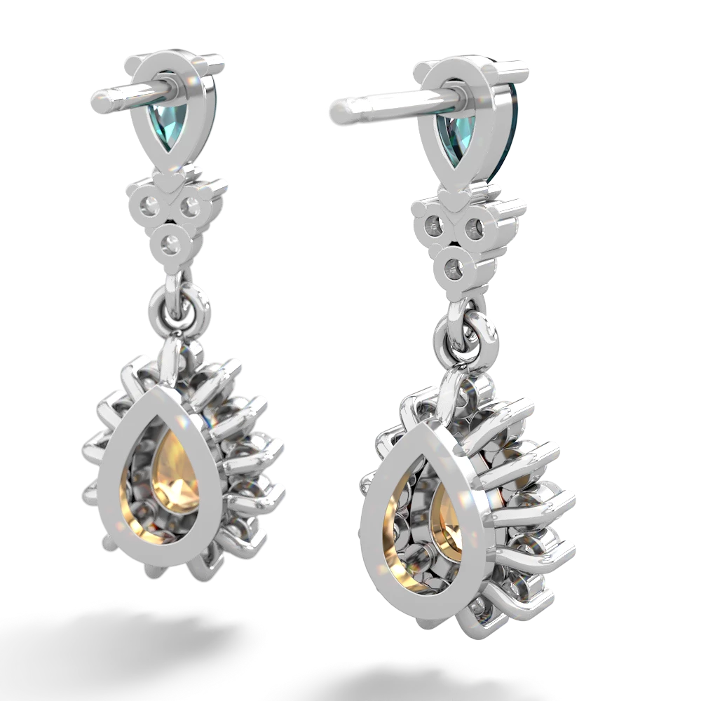 Alexandrite Halo Pear Dangle 14K White Gold earrings E1882
