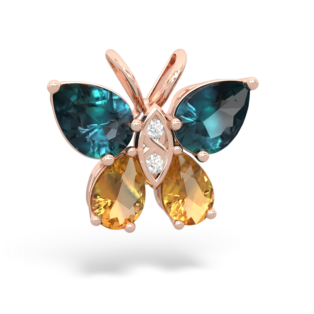 Alexandrite Butterfly 14K Rose Gold pendant P2215