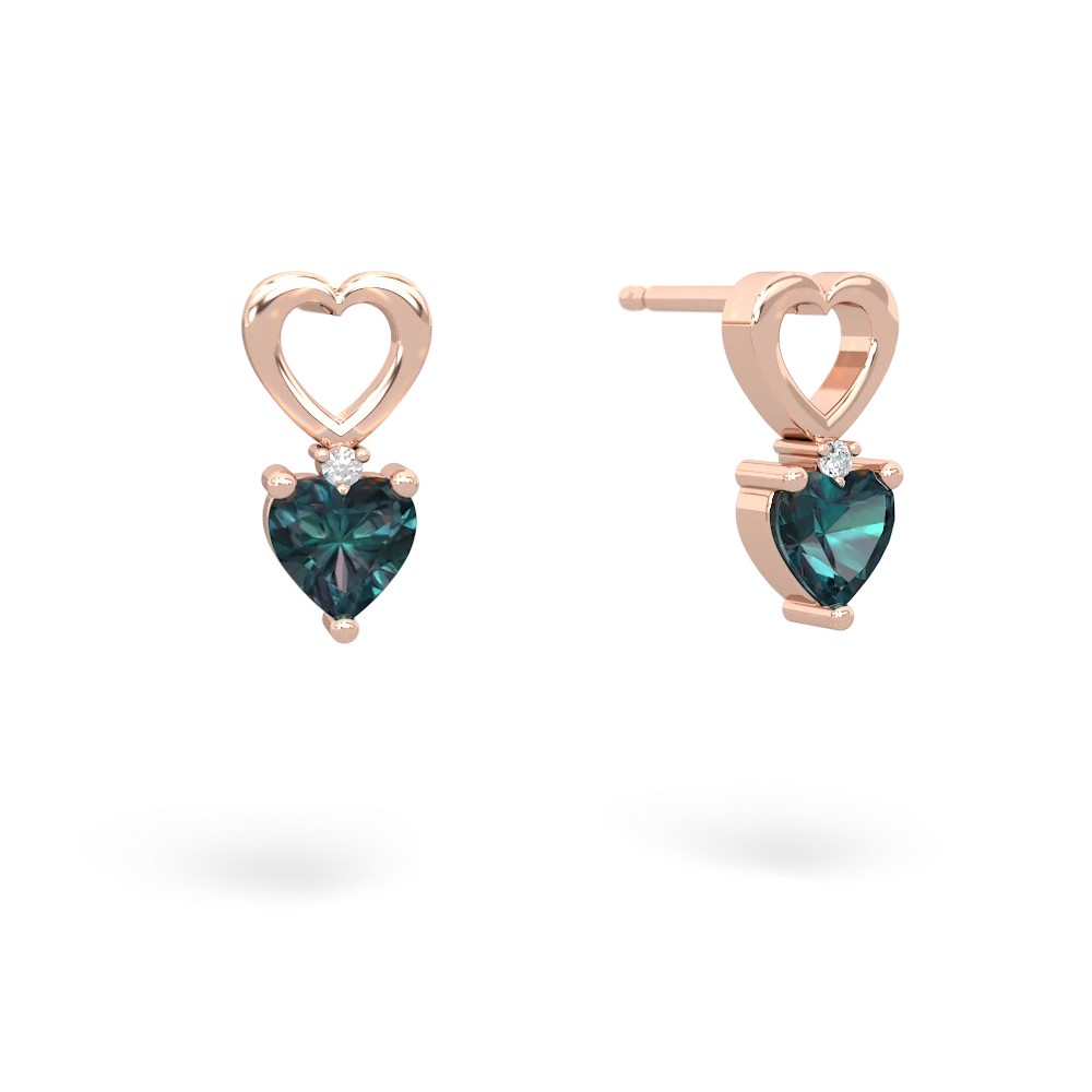 Alexandrite Four Hearts 14K Rose Gold earrings E2558