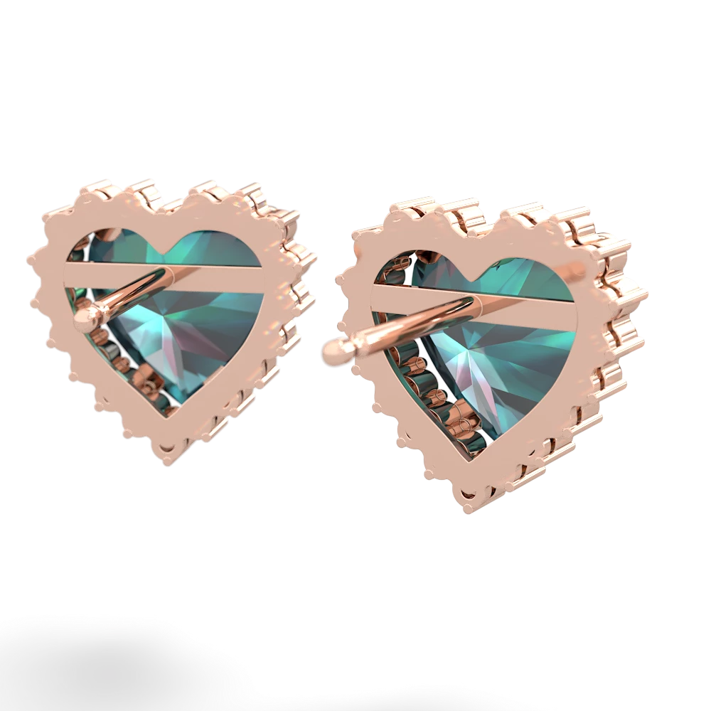 Alexandrite Sparkling Halo Heart 14K Rose Gold earrings E0391