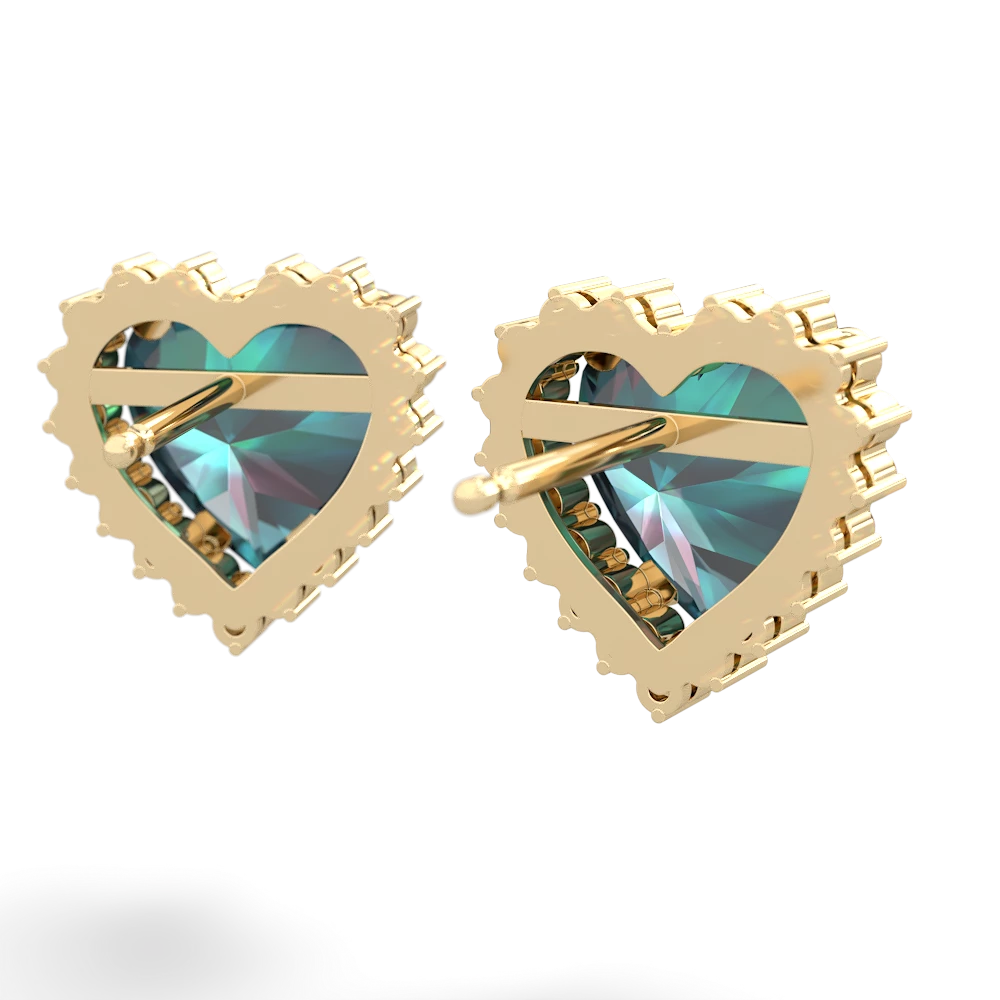 Alexandrite Sparkling Halo Heart 14K Yellow Gold earrings E0391