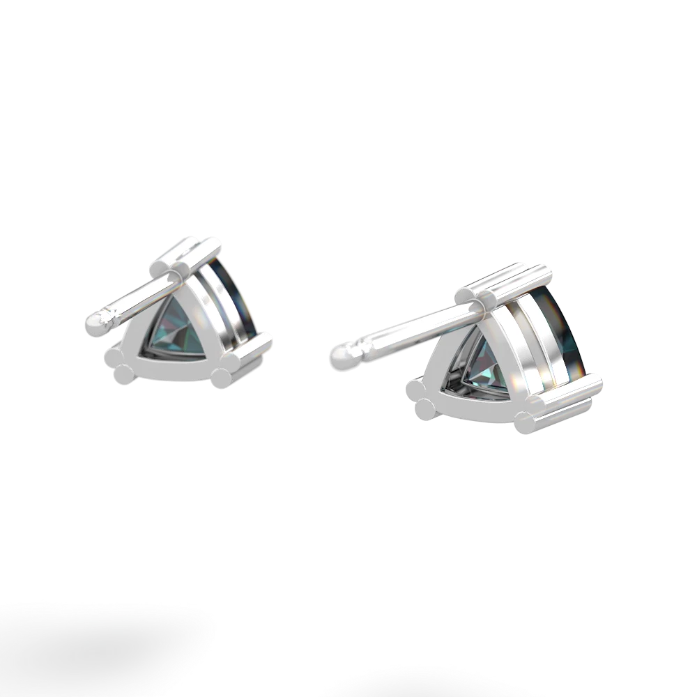 Alexandrite 5Mm Trillion Stud 14K White Gold earrings E1858