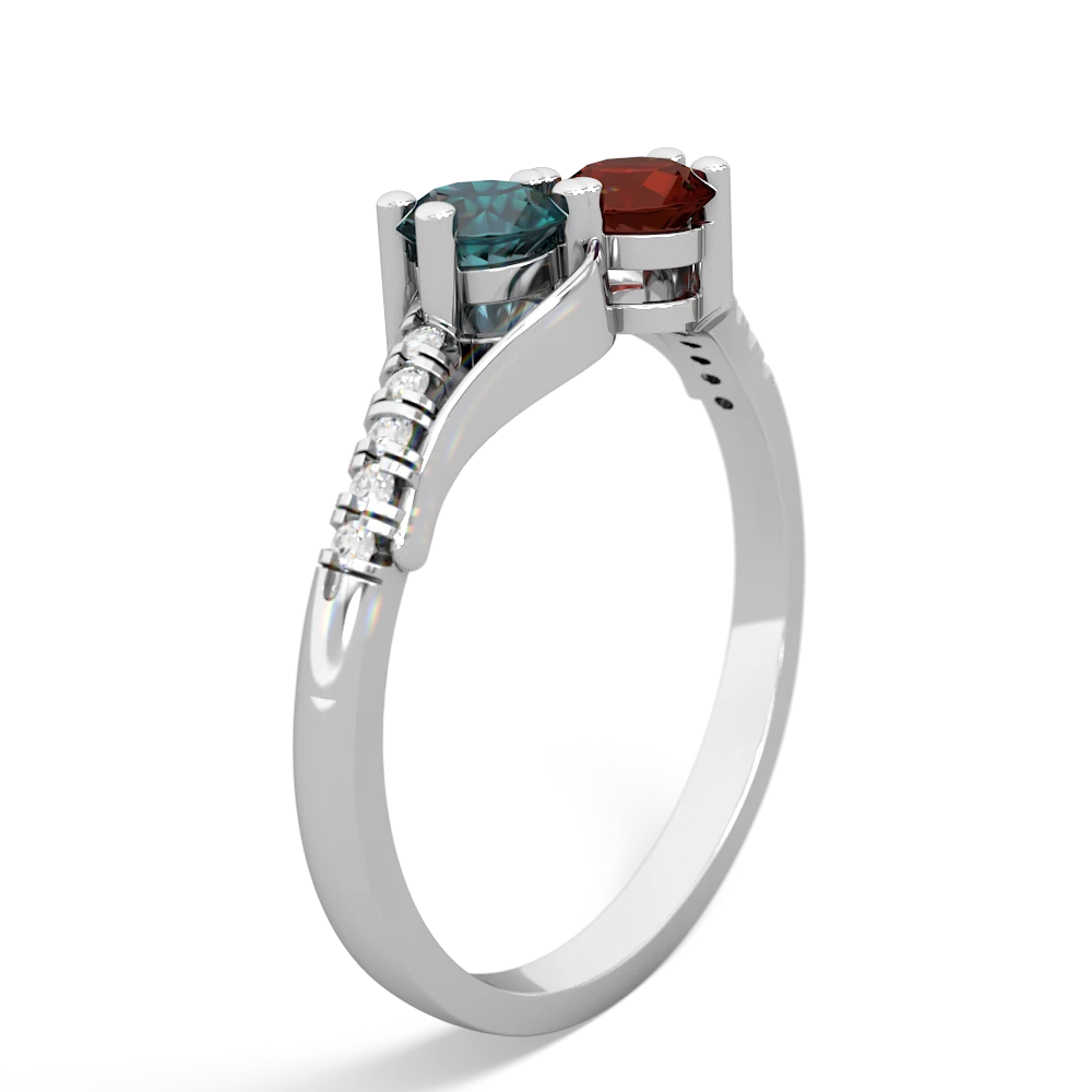 Alexandrite Infinity Pave Two Stone 14K White Gold ring R5285