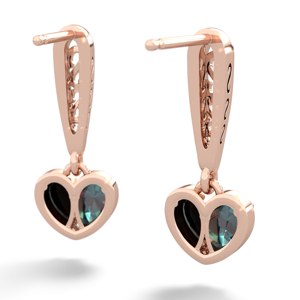 Alexandrite Filligree Heart 14K Rose Gold earrings E5070