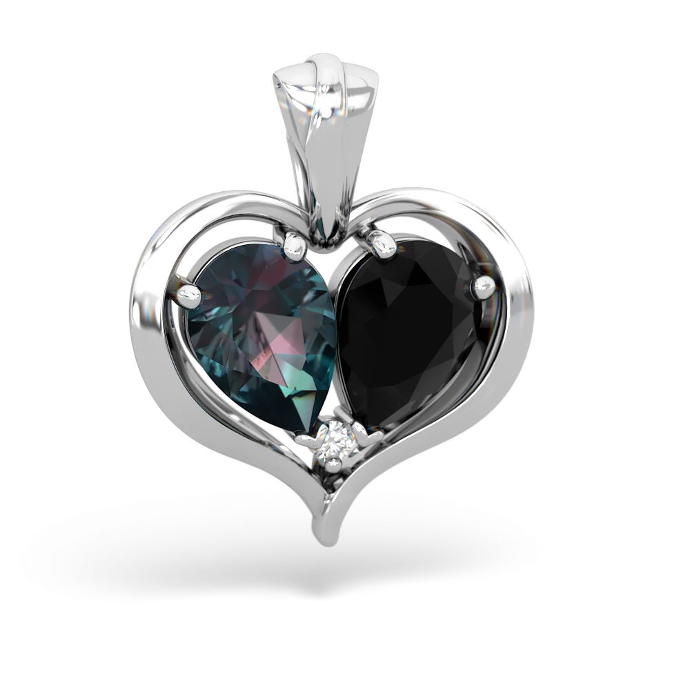 Alexandrite Two Become One 14K White Gold pendant P5330