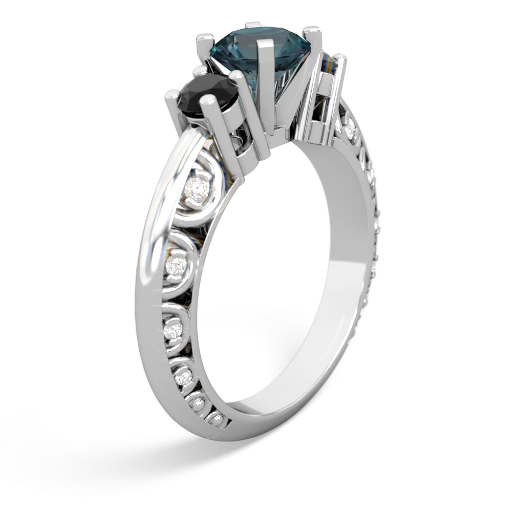 Alexandrite Art Deco Eternal Embrace Engagement 14K White Gold ring C2003
