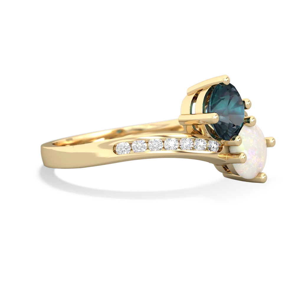Alexandrite Channel Set Two Stone 14K Yellow Gold ring R5303